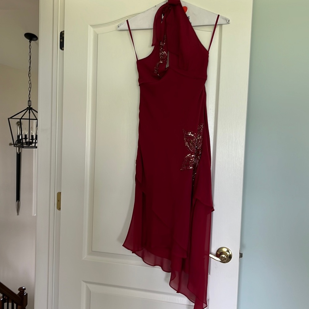 Red dress with beading